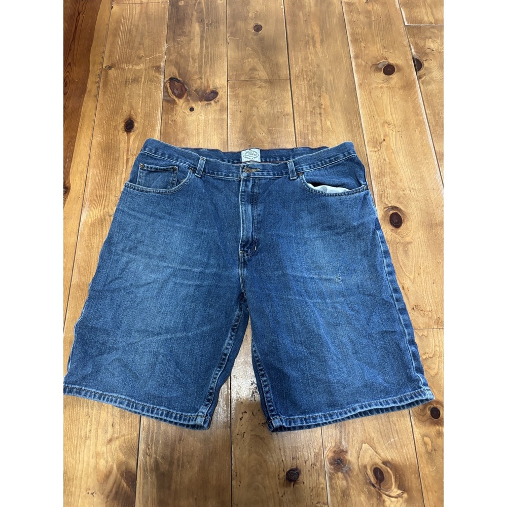 St John's Bay Men's Denim Shorts Size 38 Blue Cotton Relaxed Fit Casual